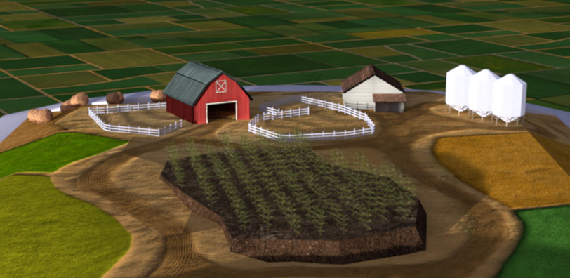 Game screenshot - aerial view of farm